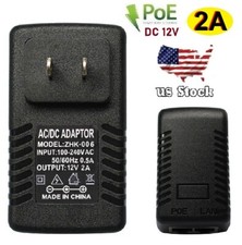 12V 2A Wall Plug POE Injector Ethernet Adapter IP Phone/Camera Power Supply US