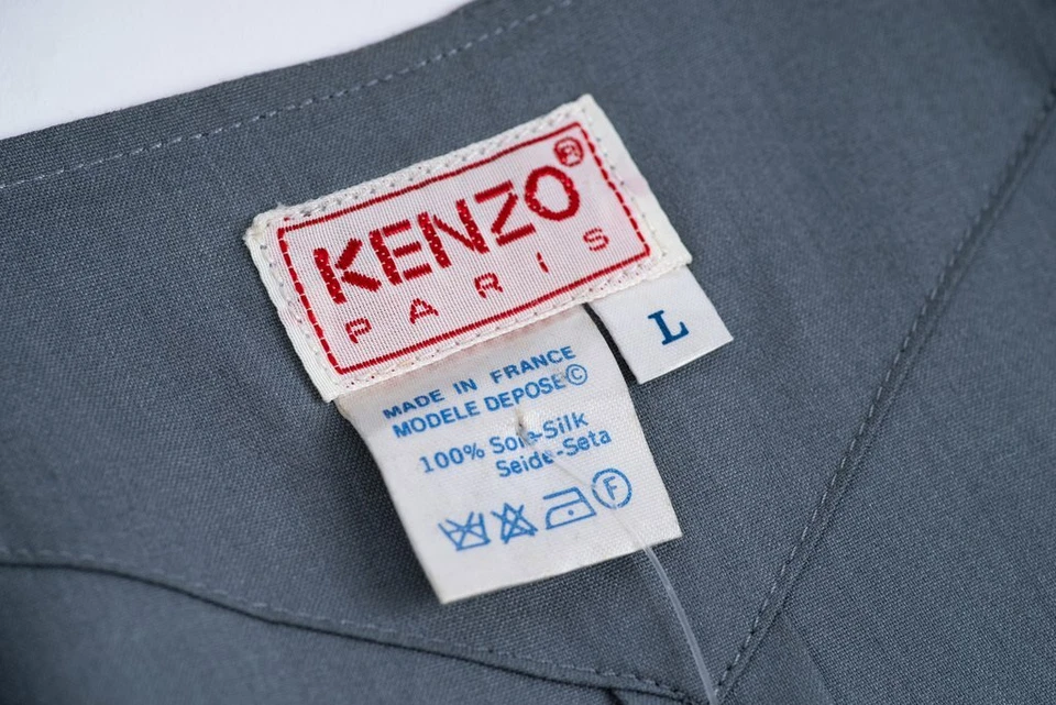 Camisa larga abotonada vintage Kenzo para mujer 100 % seda, talla L Foto 4 de 4