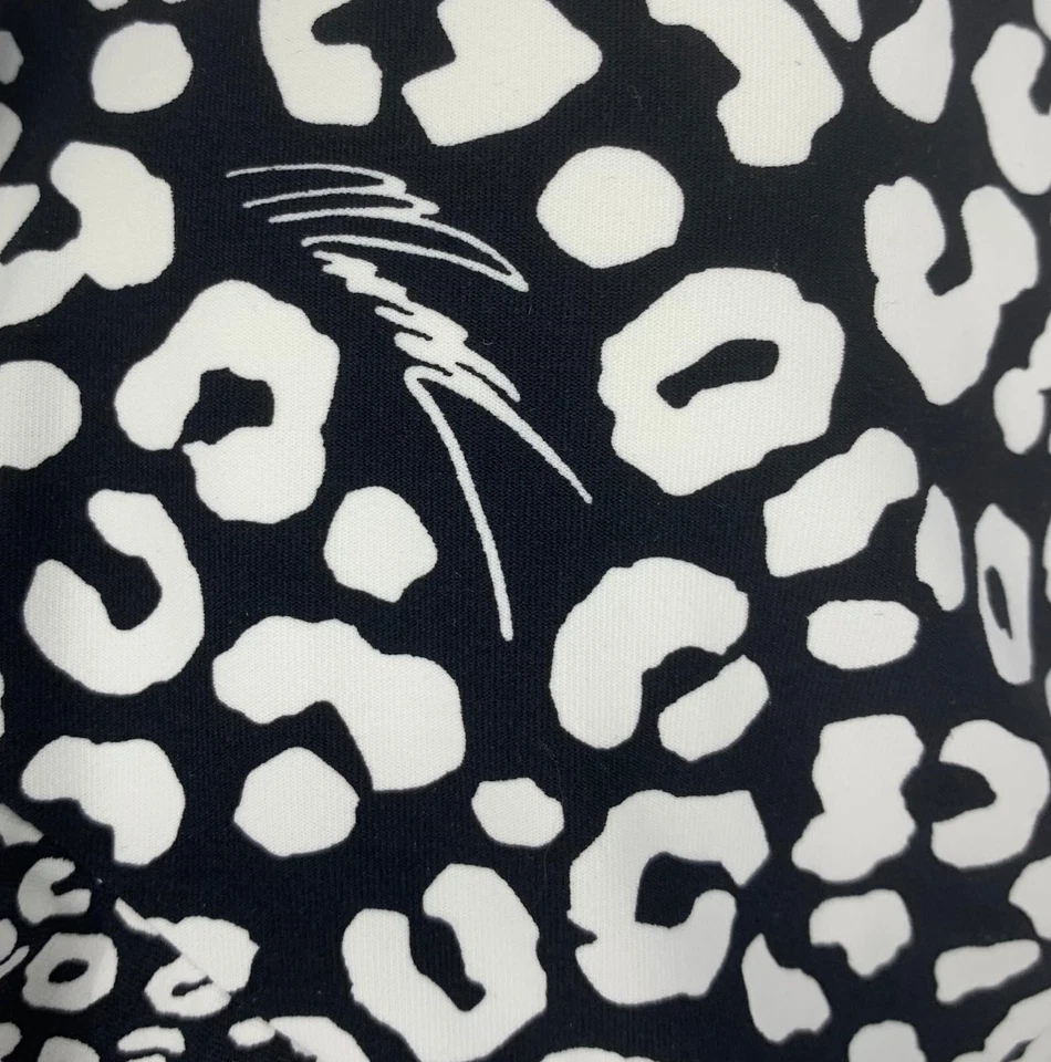 MK Michael Kors Sz 8 Black & White One Piece Swimsuit Ruffle Criss Cross Bathing - Image 3 of 4