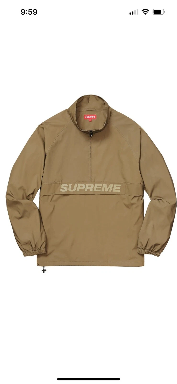 Pull demi zip réfléchissant Supreme or taille M SS17 neuf