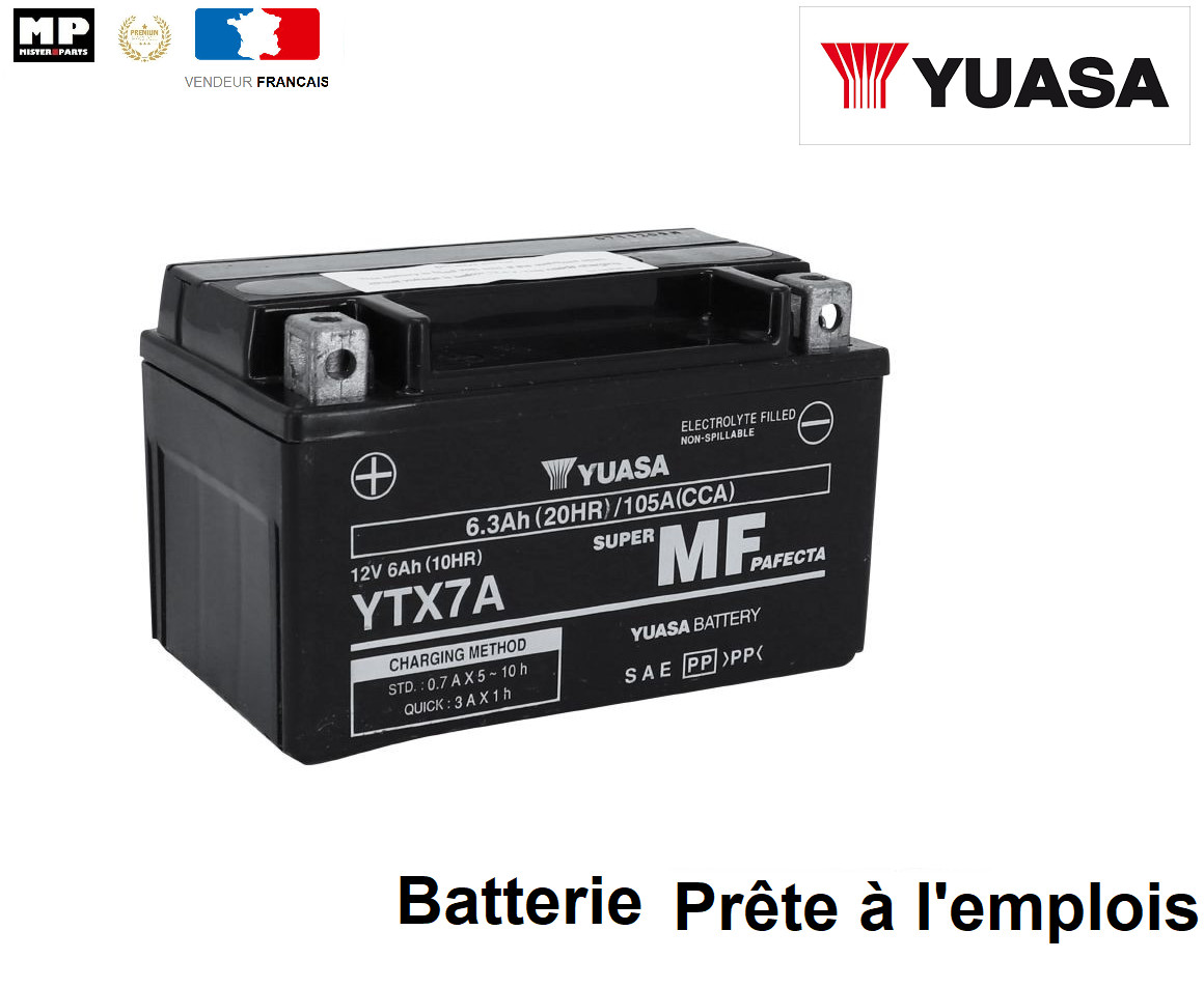 Batterie moto YUASA YTX7A-VS prête pour vos trajets urbains quotidiens
