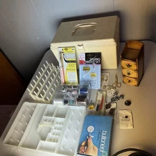 Wilson Wil-Hold Ivory Plastic Sewing Box W/ Tray Caddy Organizer W/all Content