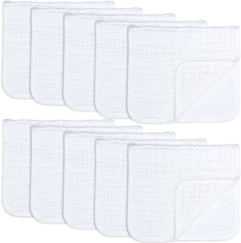 Muslin Burp Cloths 10 Pack Large 100% Cotton Hand Washcloths 6 Layers Extra Abso - Picture 9 of 12