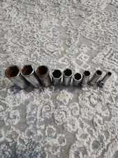 Snap On Socket Set 1/2 Drive SFS Deep Chrome 6 Point 9 Piece READ 1ST