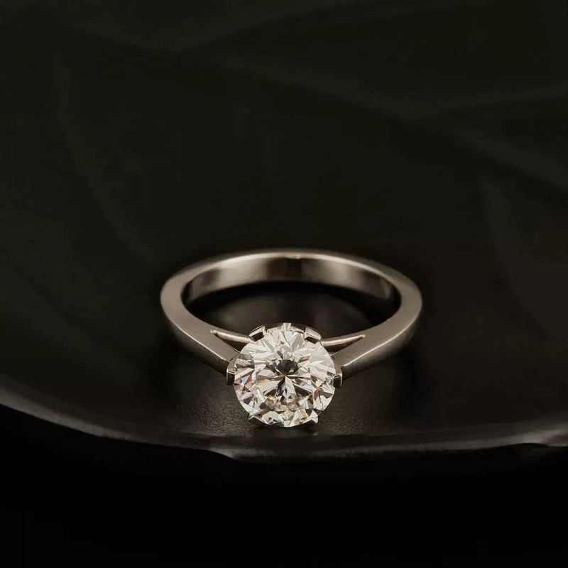 14k White Gold Round 2.00CT Lab Grown Diamond Women's Engagement Ring E F VVS2
