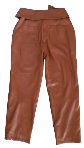 Pantalones Jonathan Simkhai Plegable Cintura Corbata Cuero 32x27 10 Marrón Tabaco $425  - Imagen 7 de 9