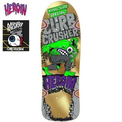 HEROIN skateboard deck CURB CRUSHER XL RAZORTOP EDGE Gold unused imported JP
