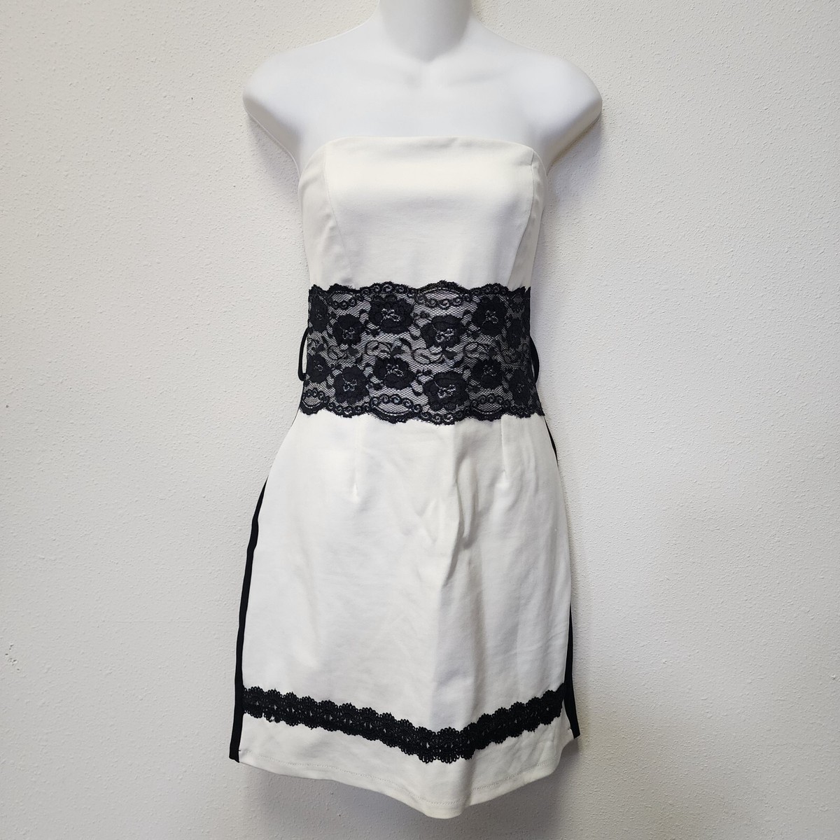 Zeagoo Dress XL Black White Strapless Lace y2K Empire Waist Dance Cocktail  Event