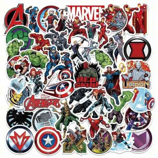Avengers Vinyl Sticker 50 Pack Iron Man Hulk Marvel Comic Heroes