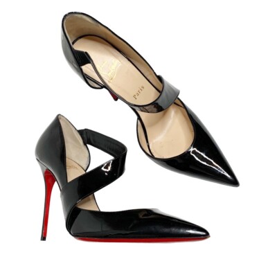 Christian Louboutin Ograde Cross Strap Black High Heel Pumps