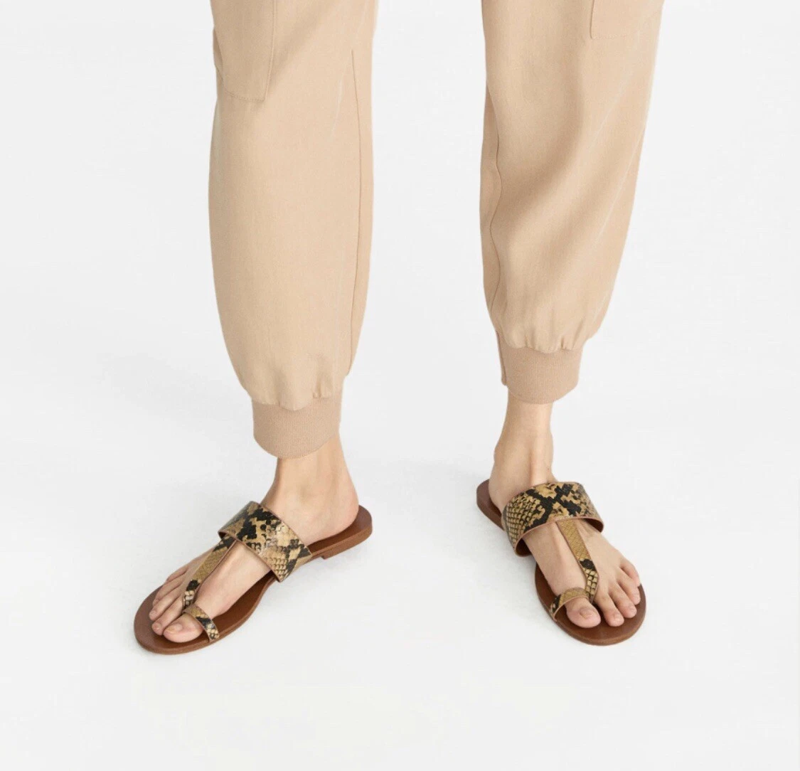 Snakeskin print shop flat sandals