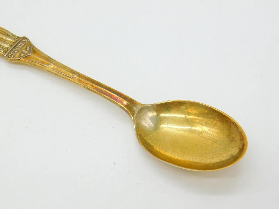 King George V Sterling Silver Gilt Commemorative Spoon 1949 Sheffield - Imagem 4 de 4