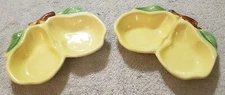 California Pottery 2 Pear Trays for Chip & Dip Set USA #320 Mid Century Modern