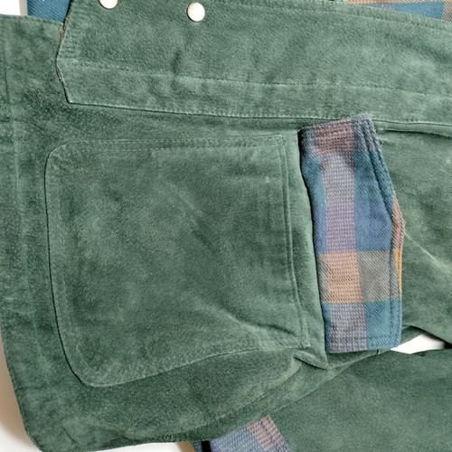 Cappotto vintage in pelle Wilson's rilegato a quadretti foderato verde in pelle taglia M - Foto 12 di 13