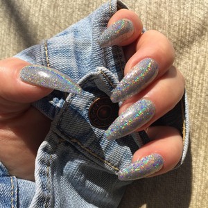 Details about PRESS ON NAILS HOLOGRAPHIC GLITTER LONG COFFIN SEXY HOLO HOT FAST DISPATCH