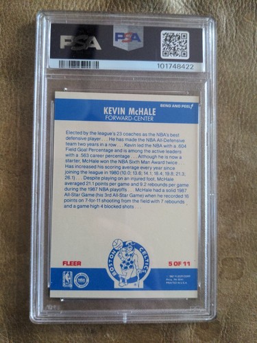 1987 Fleer Sticker #5 Kevin Mchale PSA 9 MINT Boston Celtics HOF - Picture 2 of 2