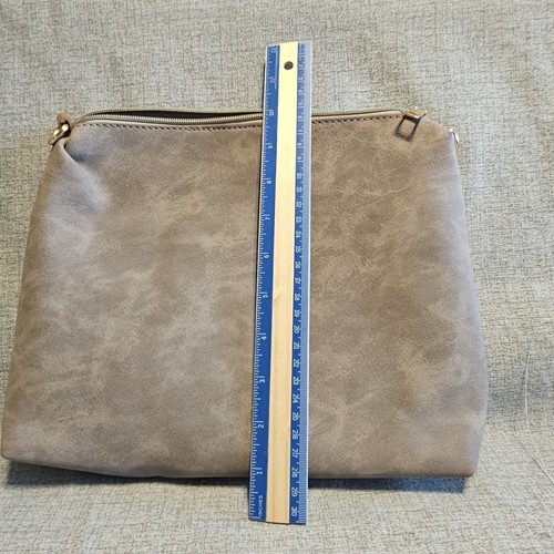 Boho Convertible Shoulder Tote Bag Gray Faux Suede Leather Crossbody Purse - Picture 20 of 22