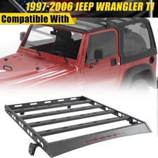 Black Steel Roof Rack Bar Cargo Basket Carrier For 1997-2006 Jeep Wrangler Tj