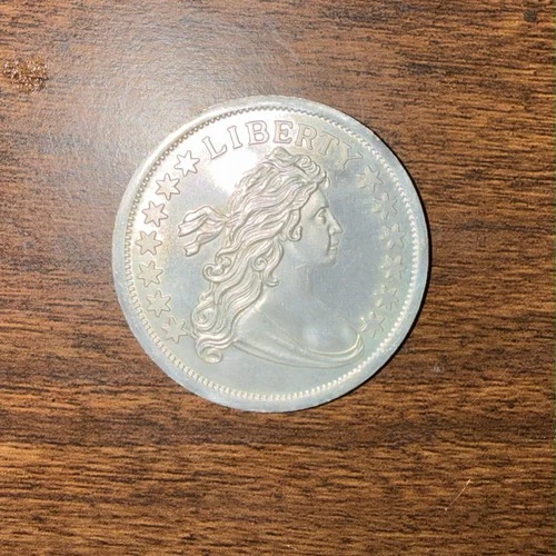 1 Troy Oz .999 Fine Silver Bullion Round Flowing Hair Draped Bust Liberty Design