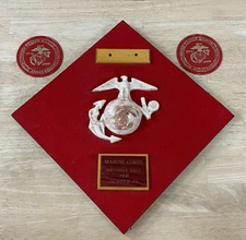 USMC Marble Wood Marine Corps Plaque BIRTHDAY BALL 2008 & 2 Coasters Mixed Lot 3