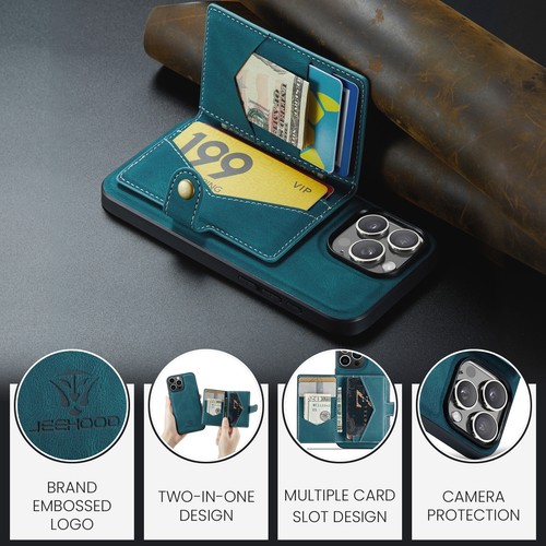 Funda de teléfono de cuero con ranura para tarjeta billetera magnética extraíble para iPhone 15 16 17 Air - Imagen 51 de 70