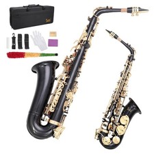 Glarry Alto Saxophone Alto SAX Eb Cloesd Hole Brass With Case 10 Reeds Strap