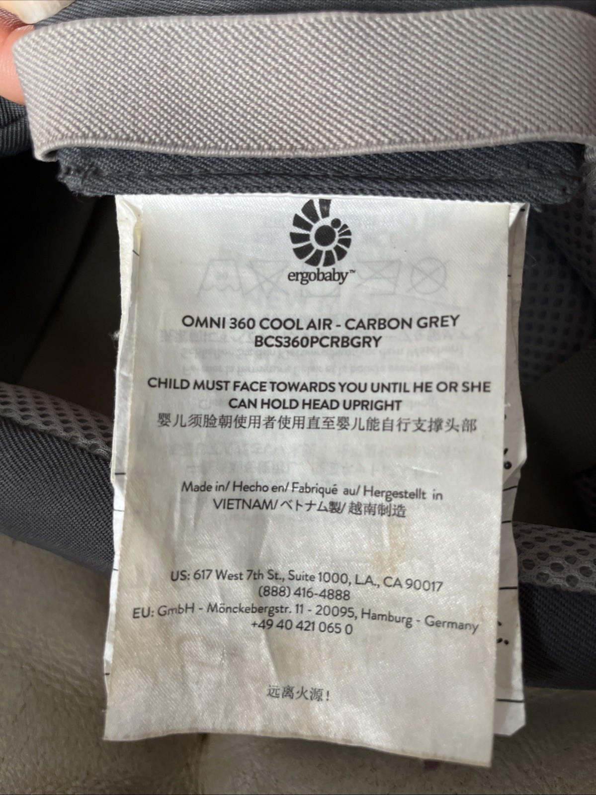 Ergobaby Omni 360 Cool Air Mesh Ergonomic Baby Carrier Pearl Grey