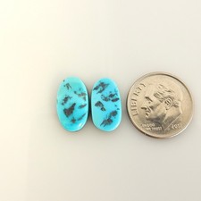 Natural Blue Kingman Turquoise Matched Pair Cabs Cabochons Gemstones k313