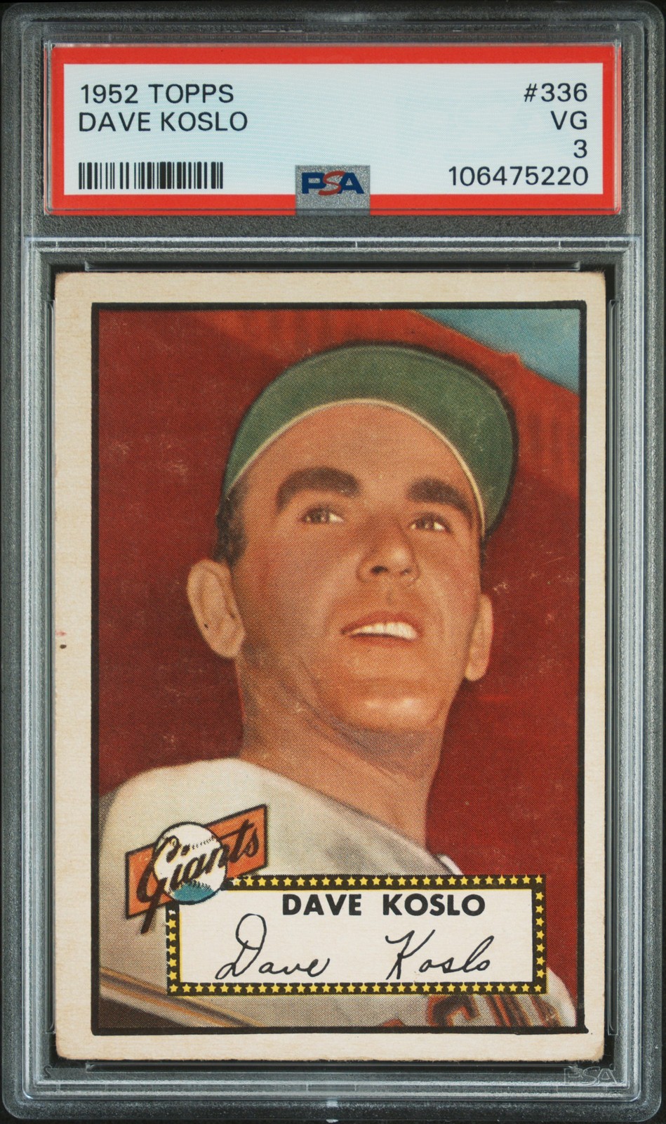 1952 TOPPS #336 DAVE KOSLO PSA 3
