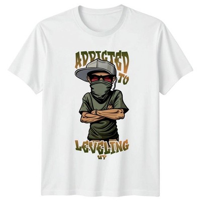 Addicted To Leveling Up Herren T-Shirt Gaming Vatertag Geschenk für Ihn