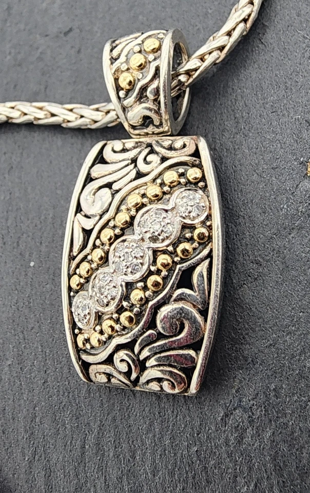 Colgante de diamantes Effy Ballissima de plata de ley 925 con 18 k con collar de 18" Ag 2548 Foto 3 de 4