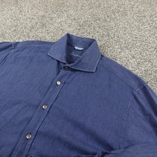 Stenstroms Shirt Mens M Blue Fitted Long Sleeve Button Up Dress Casual Preppy