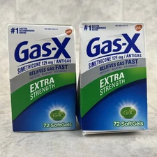 2 Pack! Gas-X Extra Strength Gas Relief Softgels 125 Mg 72/Ct - Exp 01/2028