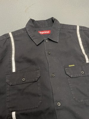 Supreme Reflective Stripe Short Sleeve Work Shirt SS25 Black M | eBay