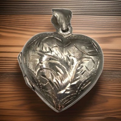 Vintage süß Sterling Silber 925 aufgeblähtes Herz Liebe Medaillon Charm Anhänger
