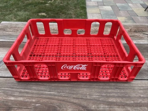 1980s VINTAGE  COCA-COLA Bottle Can Crate RED PLASTIC  Coke Pop Soda Cola