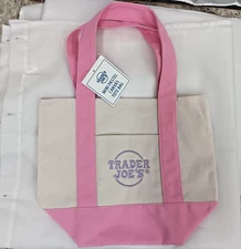 Trader Joe's Mini Canvas Tote Bag - Pastel Pink