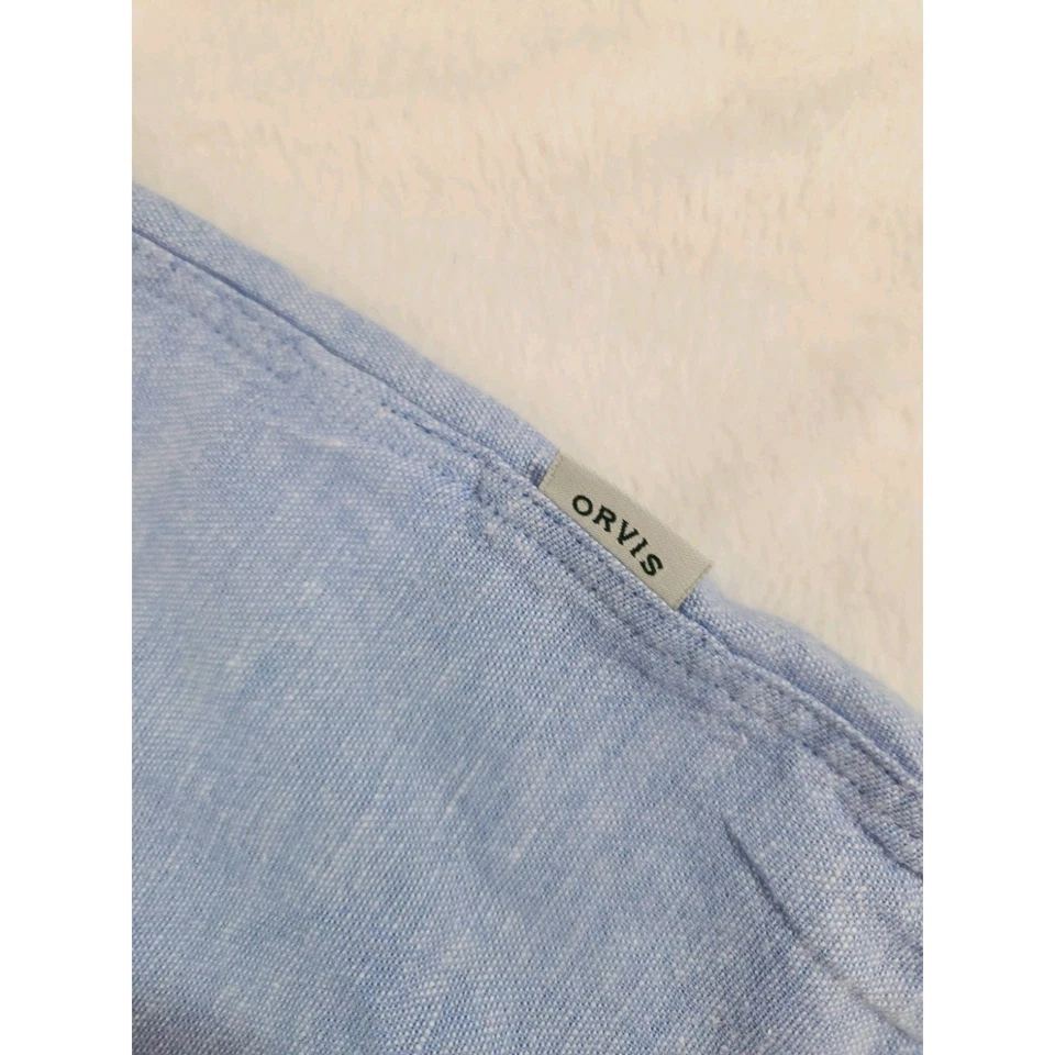 Блузка женская Orvis большая синяя с длинным рукавом льняная смесь Raylon рубашка топ - Изображение 4 из 4