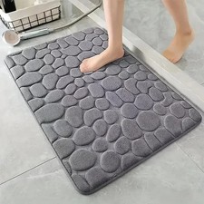 3D Non Slip Bathroom Mat Cobblestone Embossed Bath Mats Absorbent Doormat Carpet