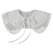 Women Hollow Rhombus Trim Fake Collar Shawl Embroidery Floral Princess Necklace