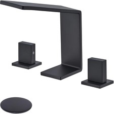 Bathroom Faucet 2 Handle 8 Inch Widespread, 3 Hole Square Bathroom Vanity Sin...