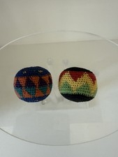 Vtg 90 s Knitted Crocheted Hacky Sack Foot Bag Softball Lot 2