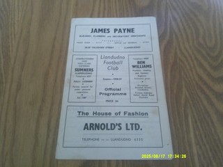 LLANDUDNO V NEW BRIGHTON 1958/9 FOOTBALL PROGRAME