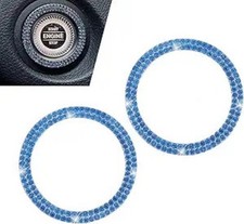 2PCS Push Start Button Ring, Bling Rhinestone Car Engine Start Stop Decoration R