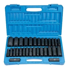 Grey Pneumatic 1/2 In. Drive 30 Pc. Deep Length Fractional & Metric Socket Set