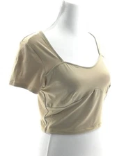 Social Culture Women's Casual Short Blouse Pull Over Square Neck Color Brown