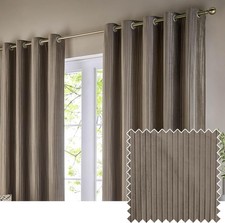 Paoletti Corinthian Velvet Eyelet Curtain Pair Taupe 117x183 cm - NEW