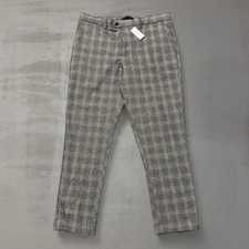 NEW Banana Republic Pants Grey Plaid Slim-Tapered Fit Glen Check 32 x 30