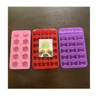 chillin' BONZ Silicone Dog Paw & Bone Ice Cube Molds Set of 3 Pink Red Purple