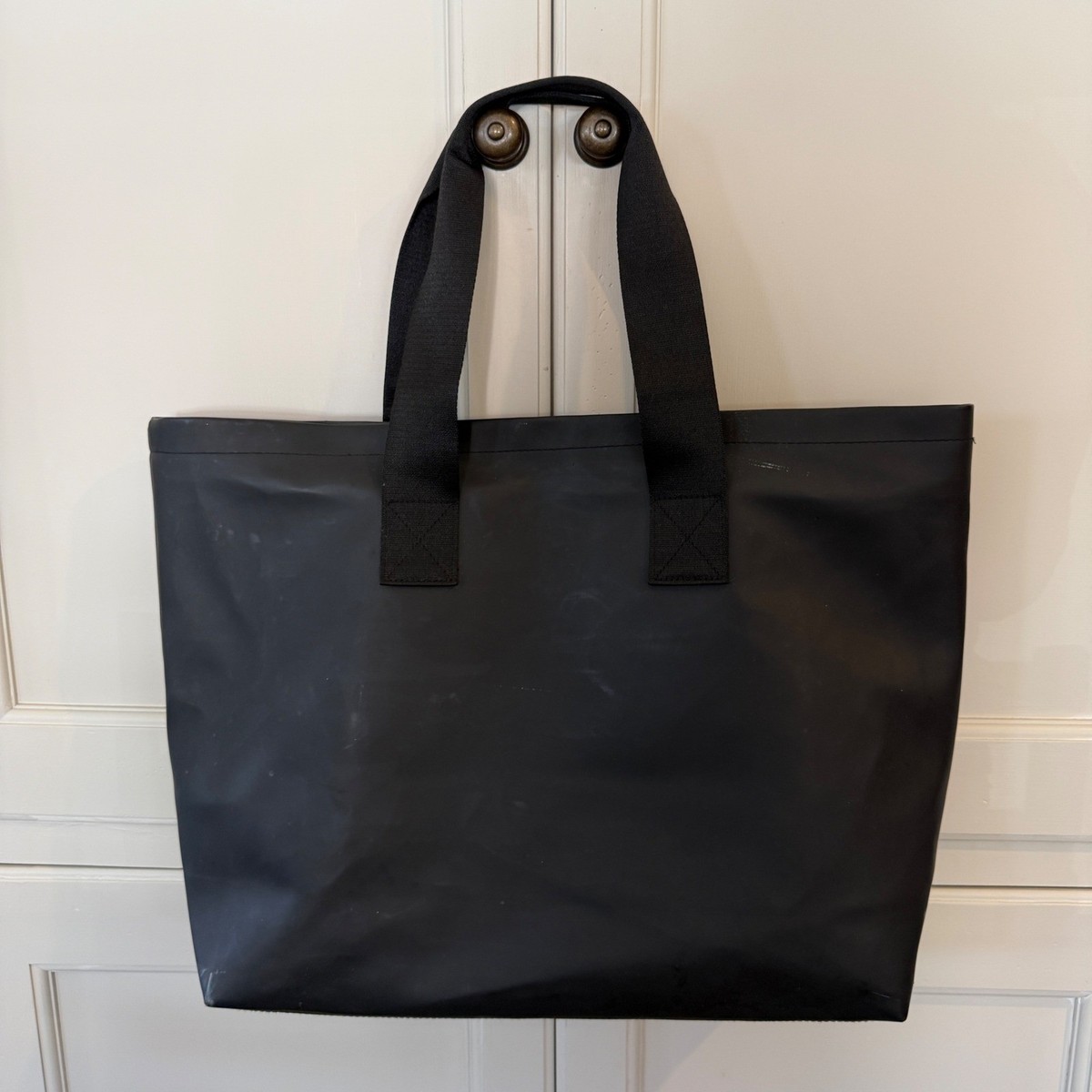 Fear of God Essentials Tote Bag Black Embossed Logo Matte Coated
